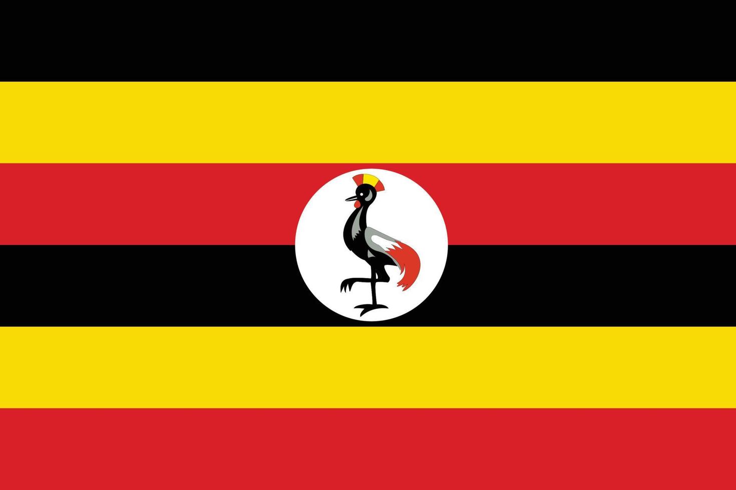Flag of Uganda.National flag of Uganda free Vector