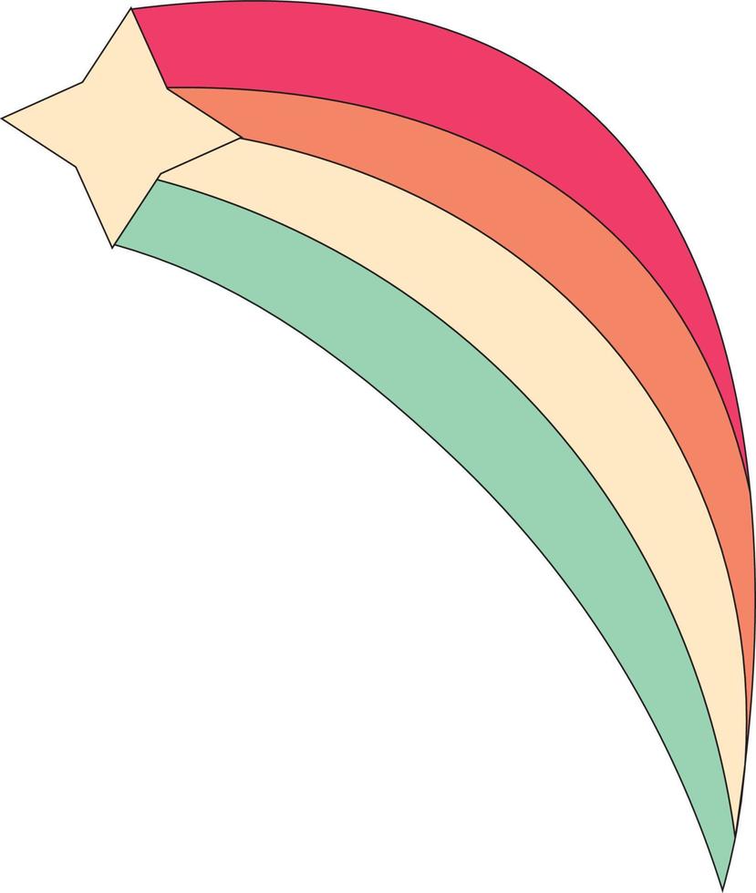 illustration vector graphic of retro groovy star and rainbow icon