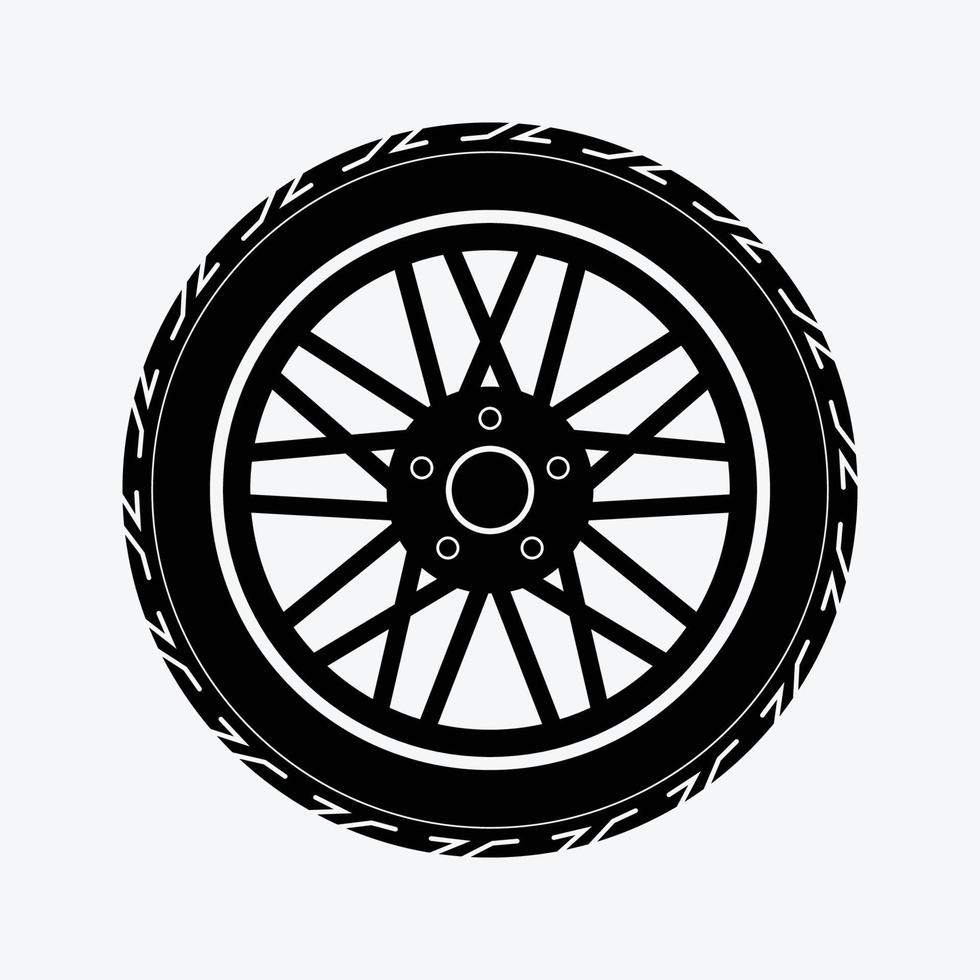 Tire and Mag Solid Color Icon Vector