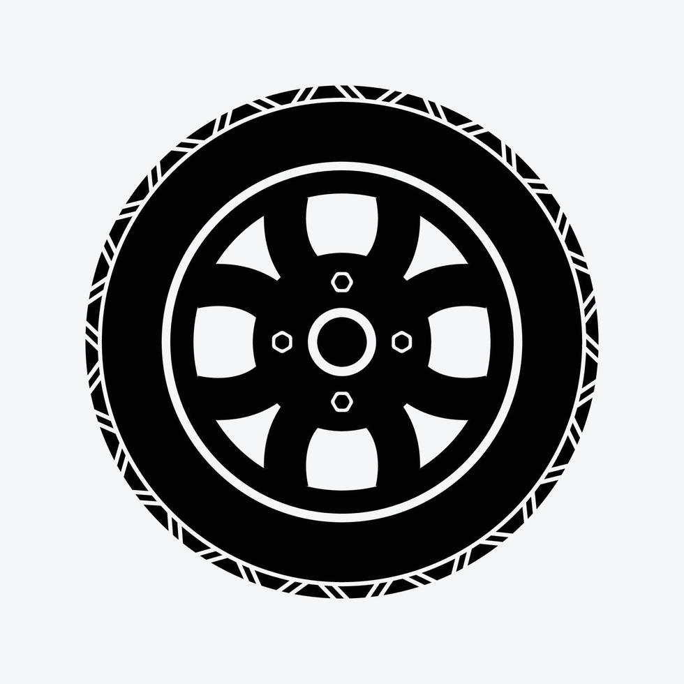 Tire and Mag Solid Color Icon Vector