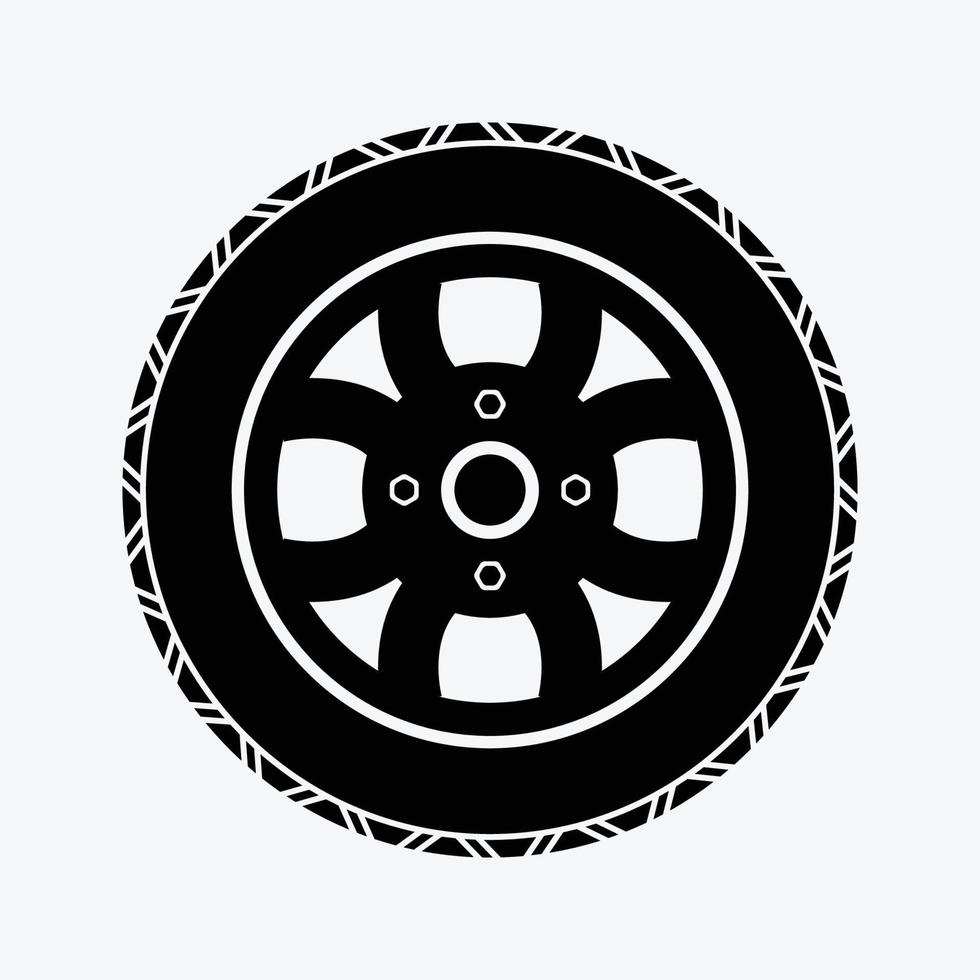 Tire and Mag Solid Color Icon Vector