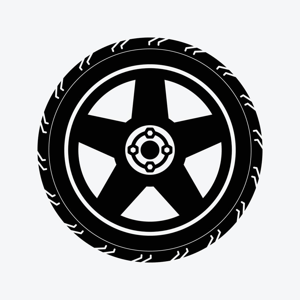 Tire and Mag Solid Color Icon Vector