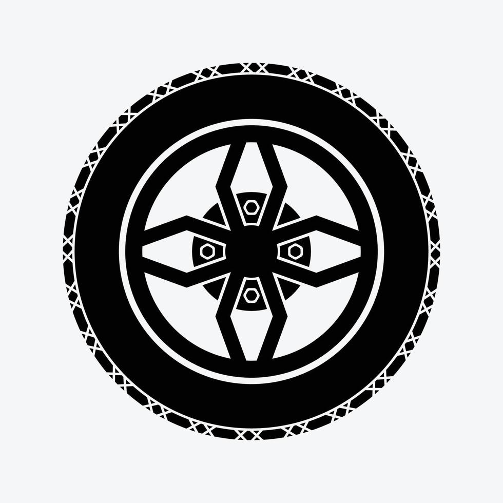 Tire and Mag Solid Color Icon Vector