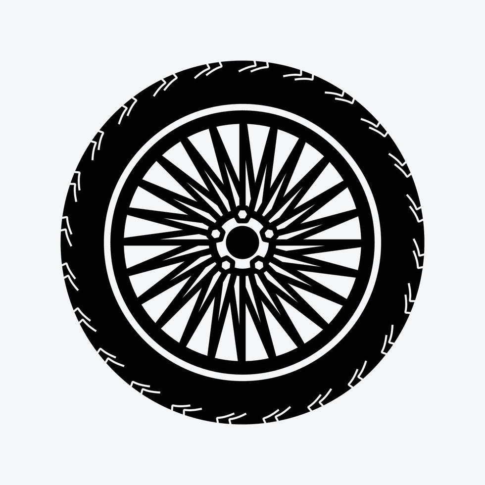 Tire and Mag Solid Color Icon Vector