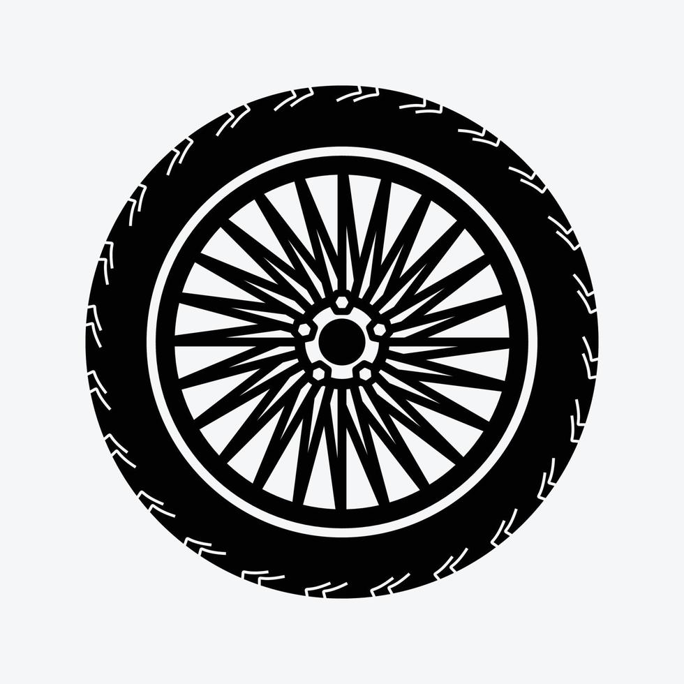 Tire and Mag Solid Color Icon Vector