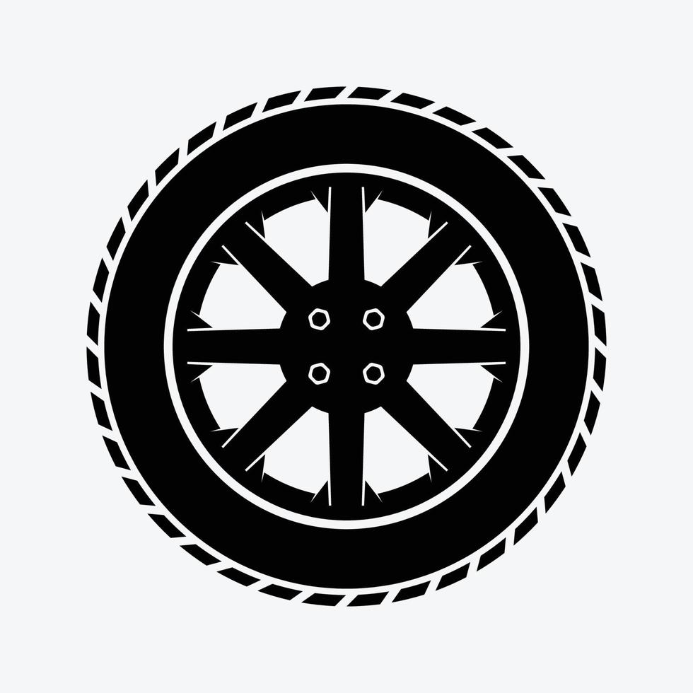 Tire and Mag Solid Color Icon Vector