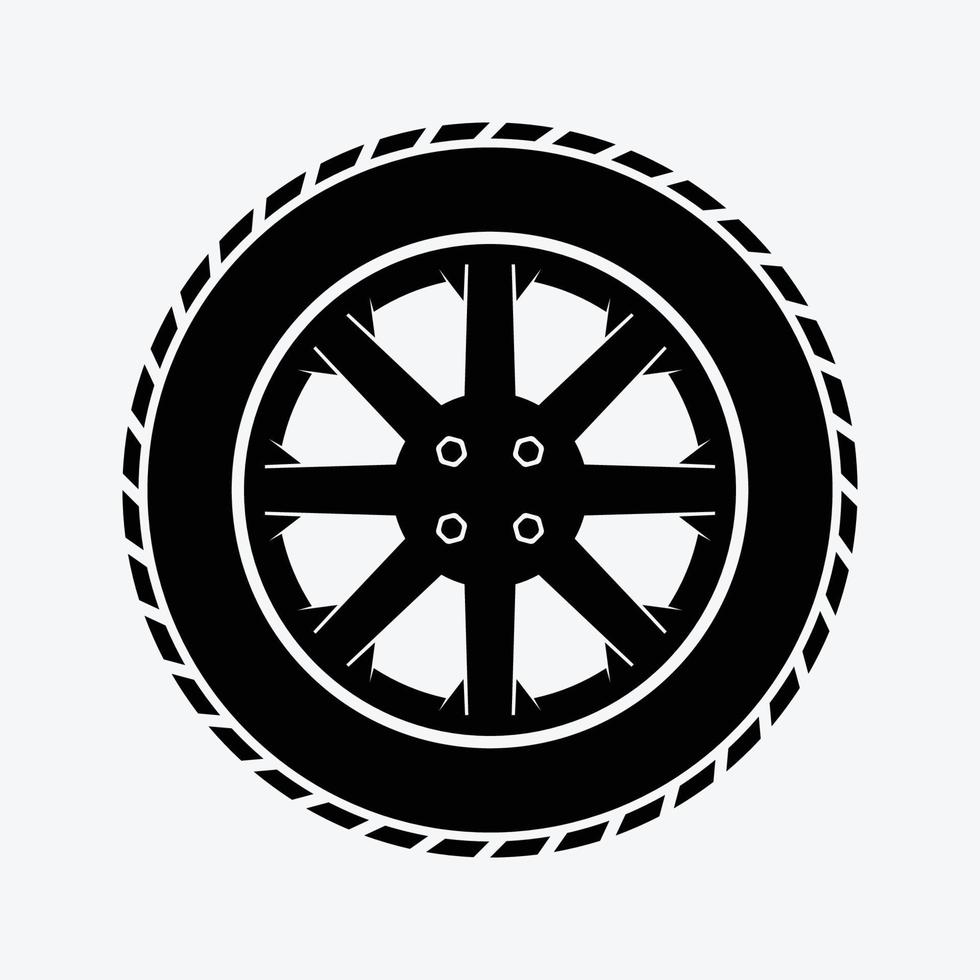 Tire and Mag Solid Color Icon Vector