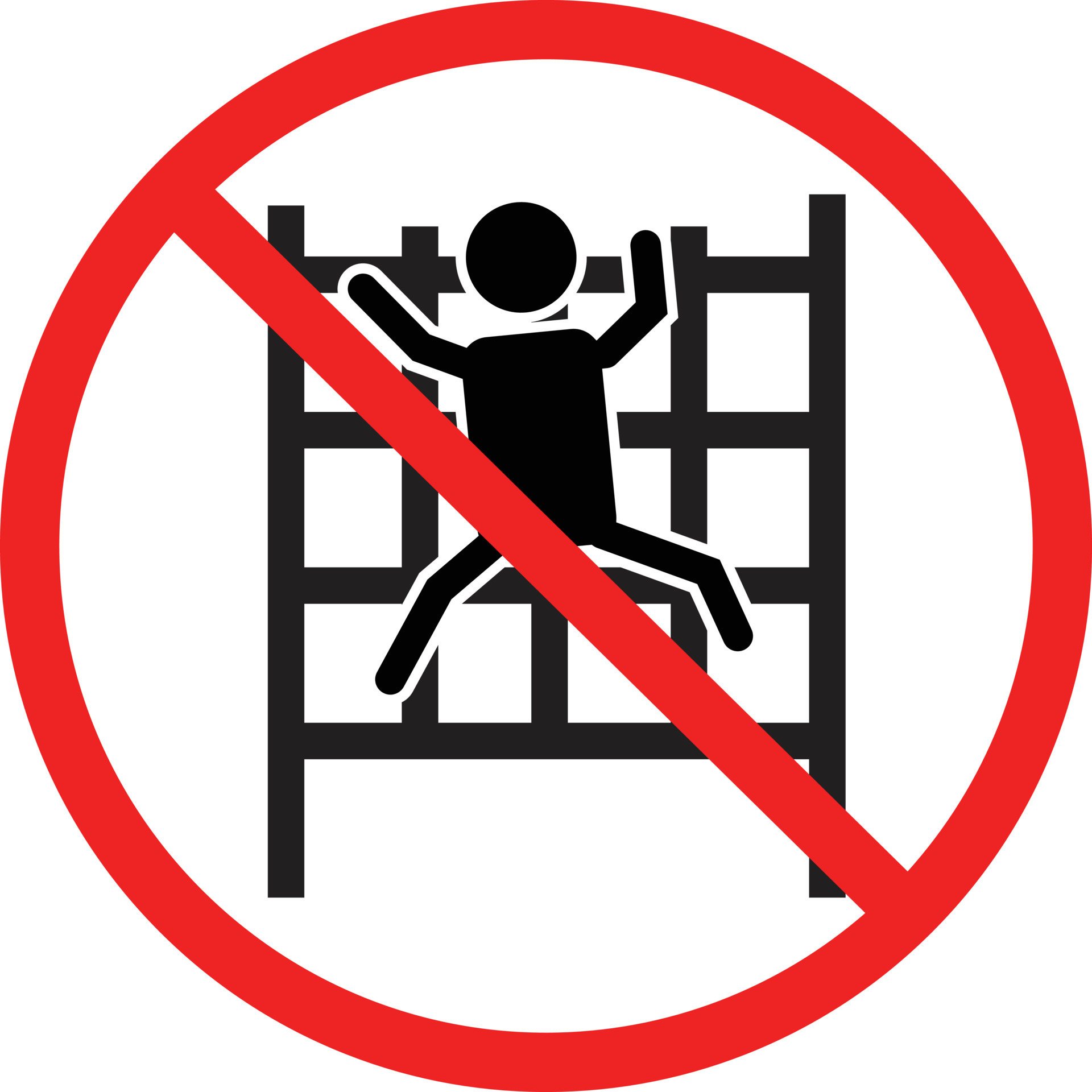 do not climbing icon on white background. No climbing allowed sign. Do not climb symbol. flat