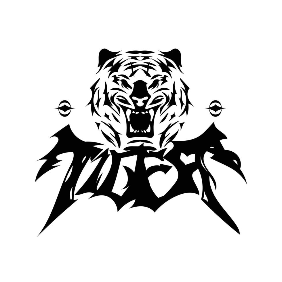 Tigre cabeza con iniciales vector