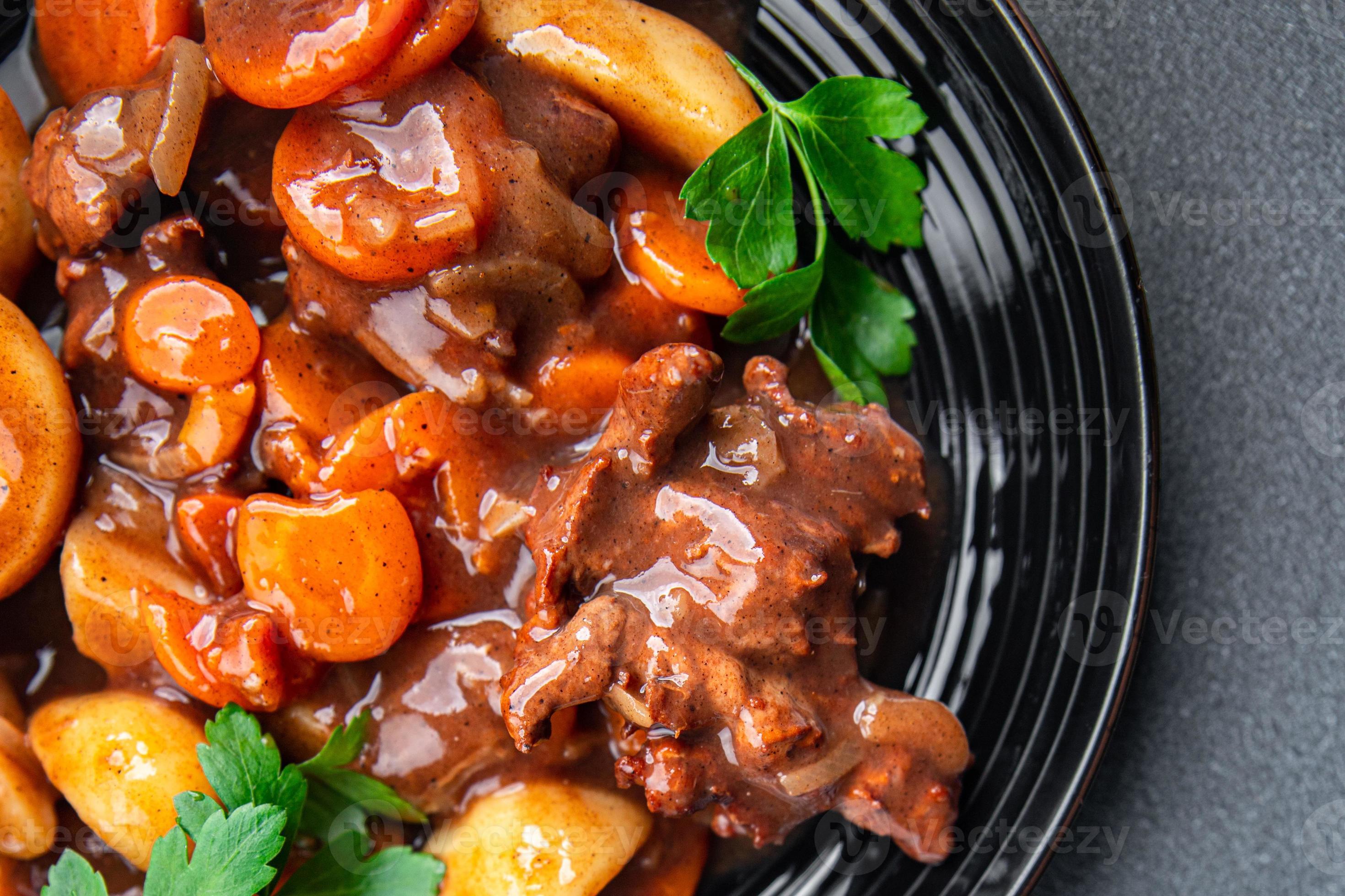 Beef Bourguignon Stew Beef Dish Meal Food Snack On The Table Copy Space 