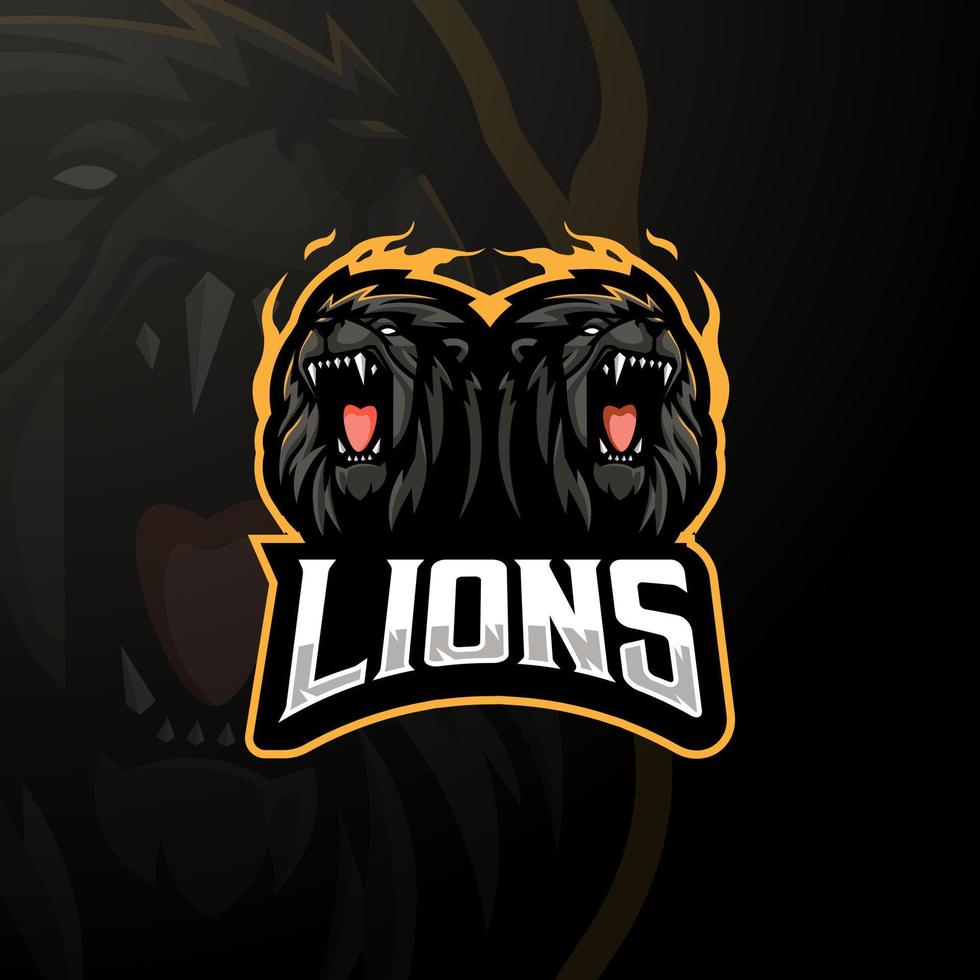 negro leones deporte mascota logo diseño vector