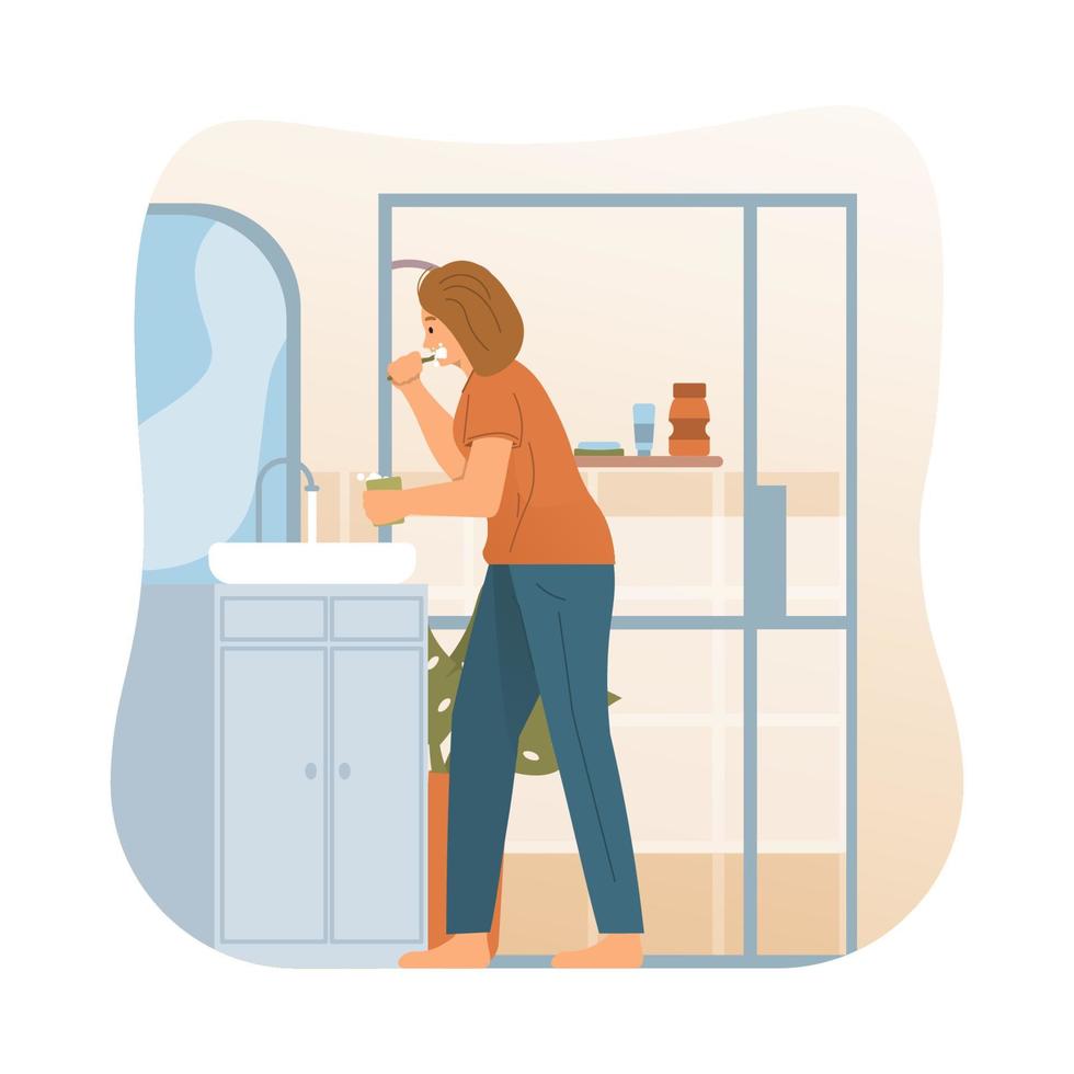 Woman brushing her teeth vector