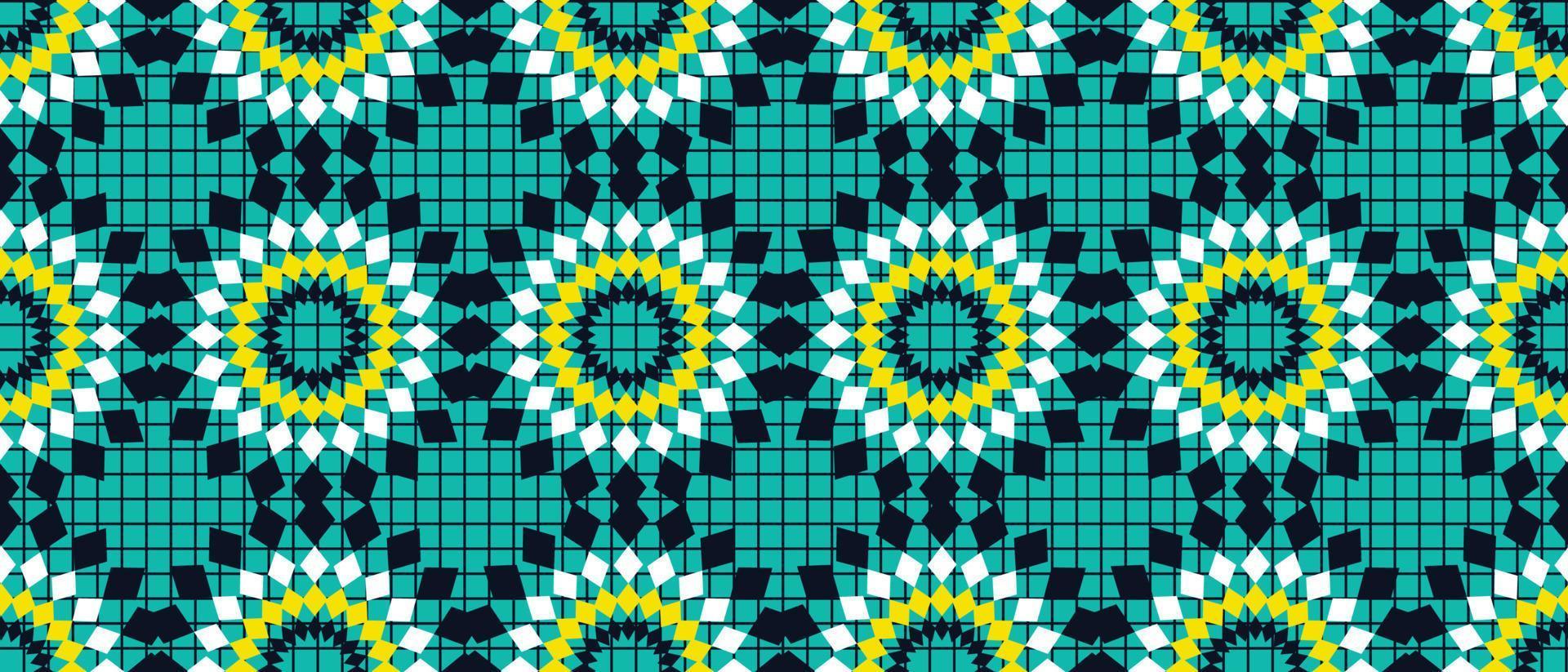 African ethnic traditional blue pattern. seamless beautiful Kitenge, chitenge,Ankara style. fashion design in colorful. Geometric circle abstract motif. Floral flower Ankara prints, African wax prints vector