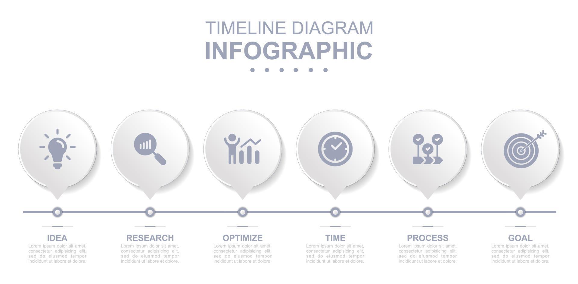 Infographic business template. Skeuomorph concept with 6 options, parts, steps or processes. Concept presentation. vector