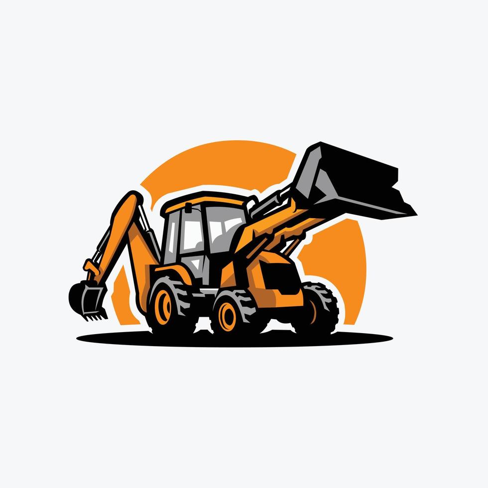 Back Hoe Loader Vector Illustration Ready Made Logo Best for Construction Related Company