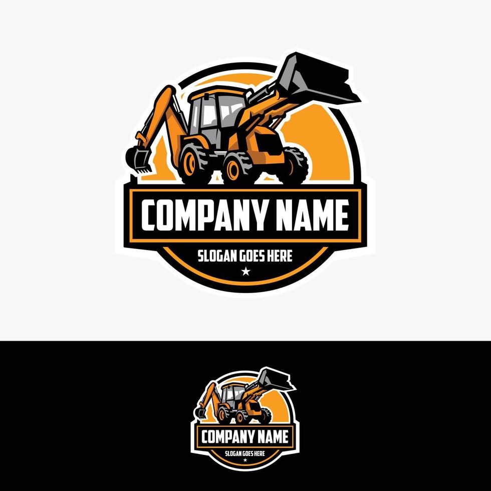 Back Hoe Loader Company Logo. Circle Emblem Badge Ready Made Logo. Best for Construction Related Company Logo vector