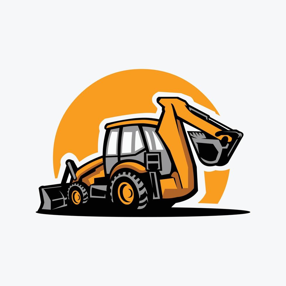 Backhoe Loader Vector Illustration Isolated. Best for Construction Related Industry