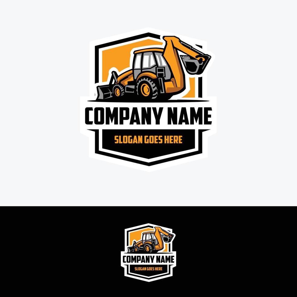 Backhoe Loader Company Logo Isolated. Badge Emblem Ready Made Logo. Best for Construction Related Industry Logo vector