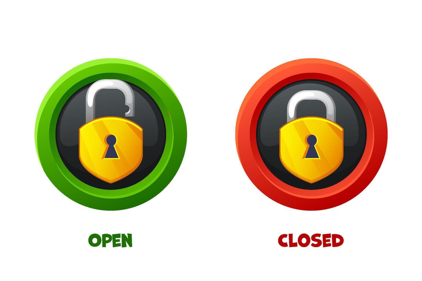 Open and closed padlock icons. Game icon. Block and security. 23103241