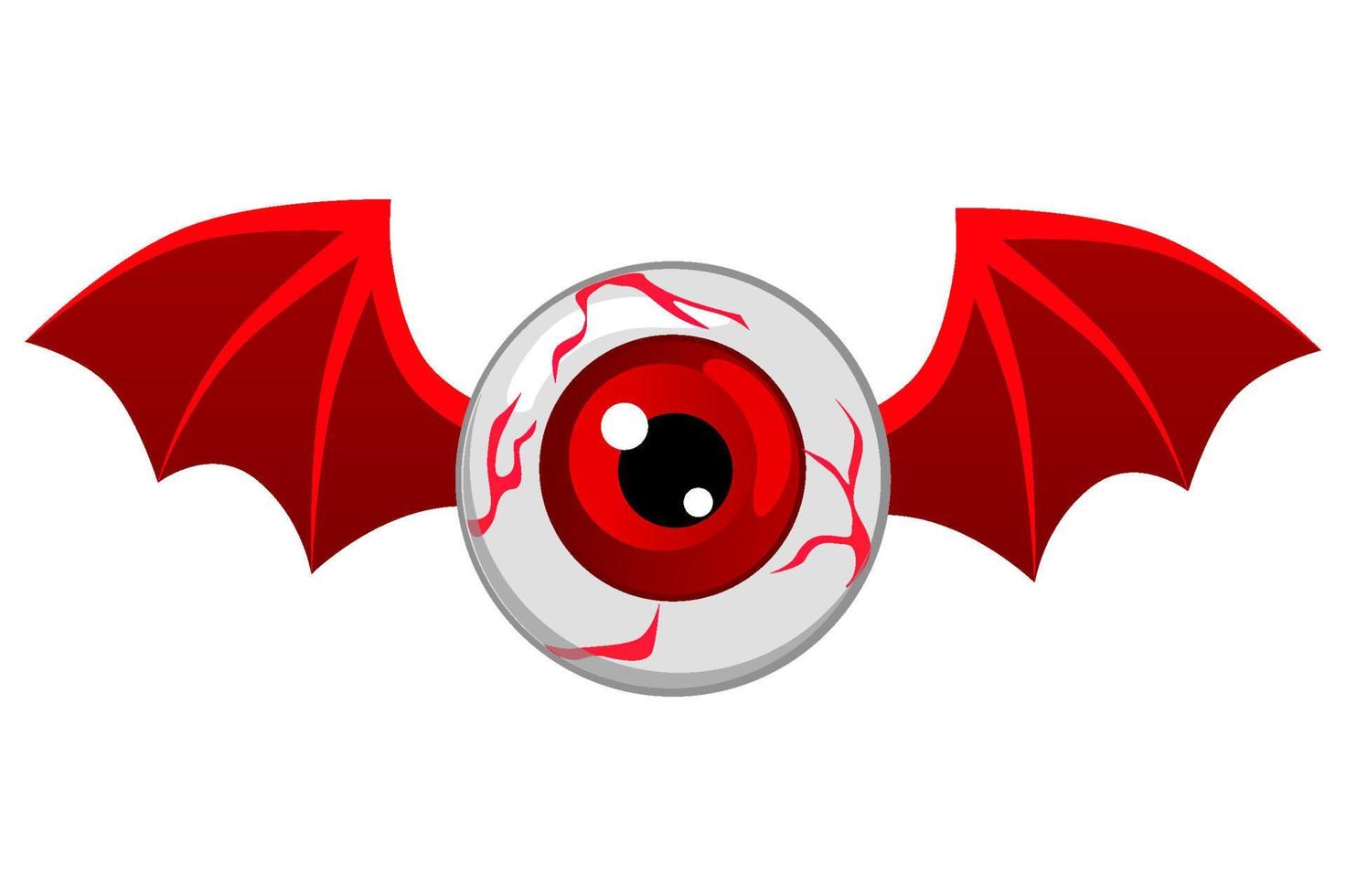 Red Flying Eyeball, Vector Illustration of flying human eyeball with bat or dragon wings.