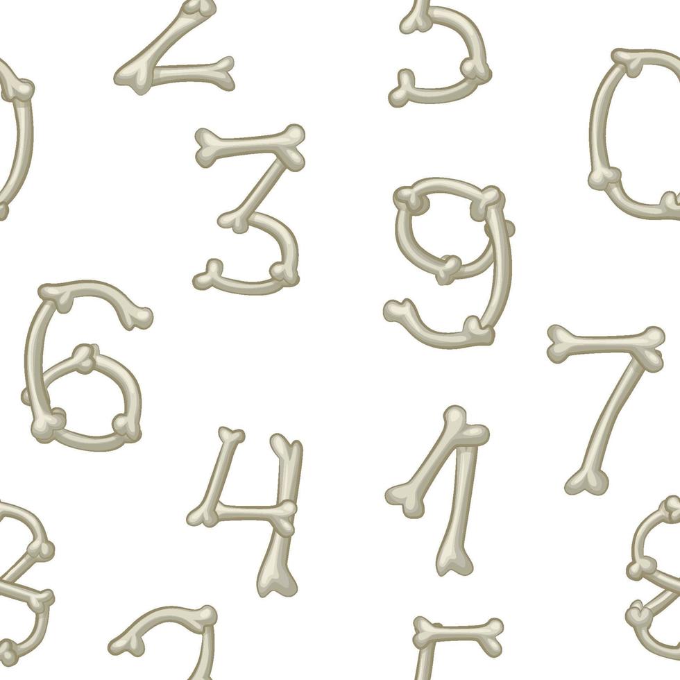 Bones numbers, vector digits. Cartoon isolated numbers on white background.