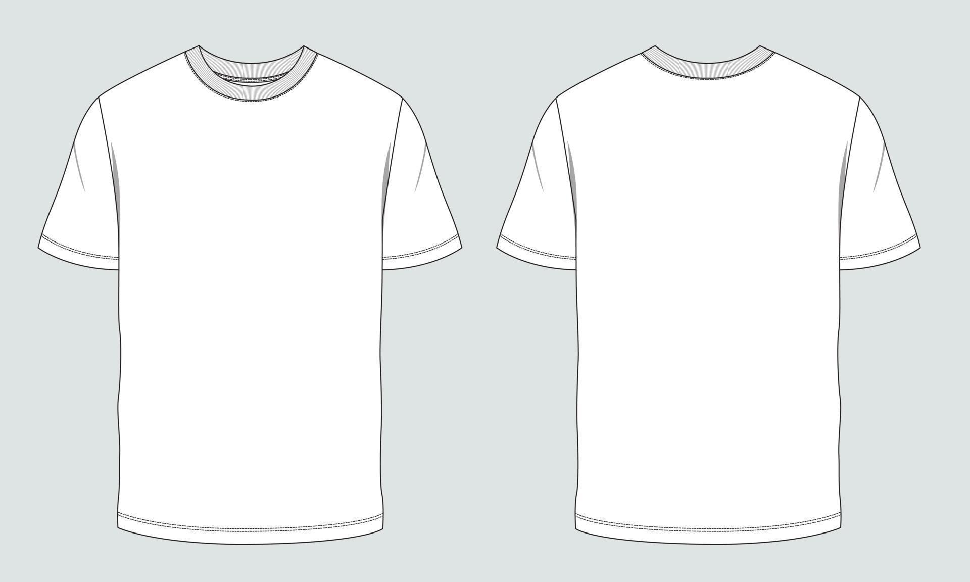 Short sleeve T shirt Technical Fashion flat sketch vector illustration ...