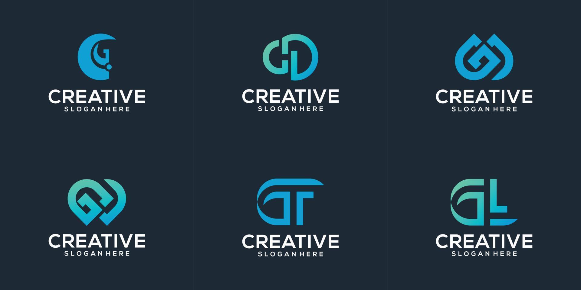 Set bundle monogram logo design collection initial letter G with unique modern concept vector