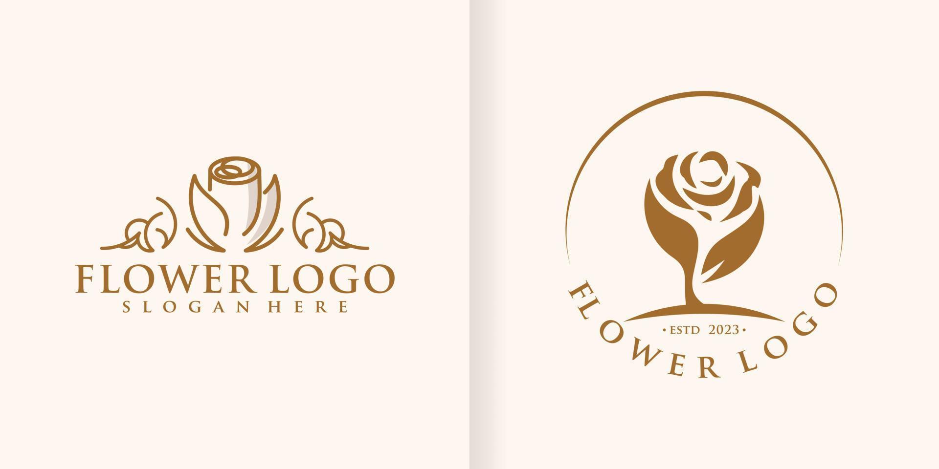 Lotus Flower Collection Abstract logo Beauty Spa Salon Cosmetic brand Linear Style. Looped Leaves Logotype design vector Luxury Fashion template part 5
