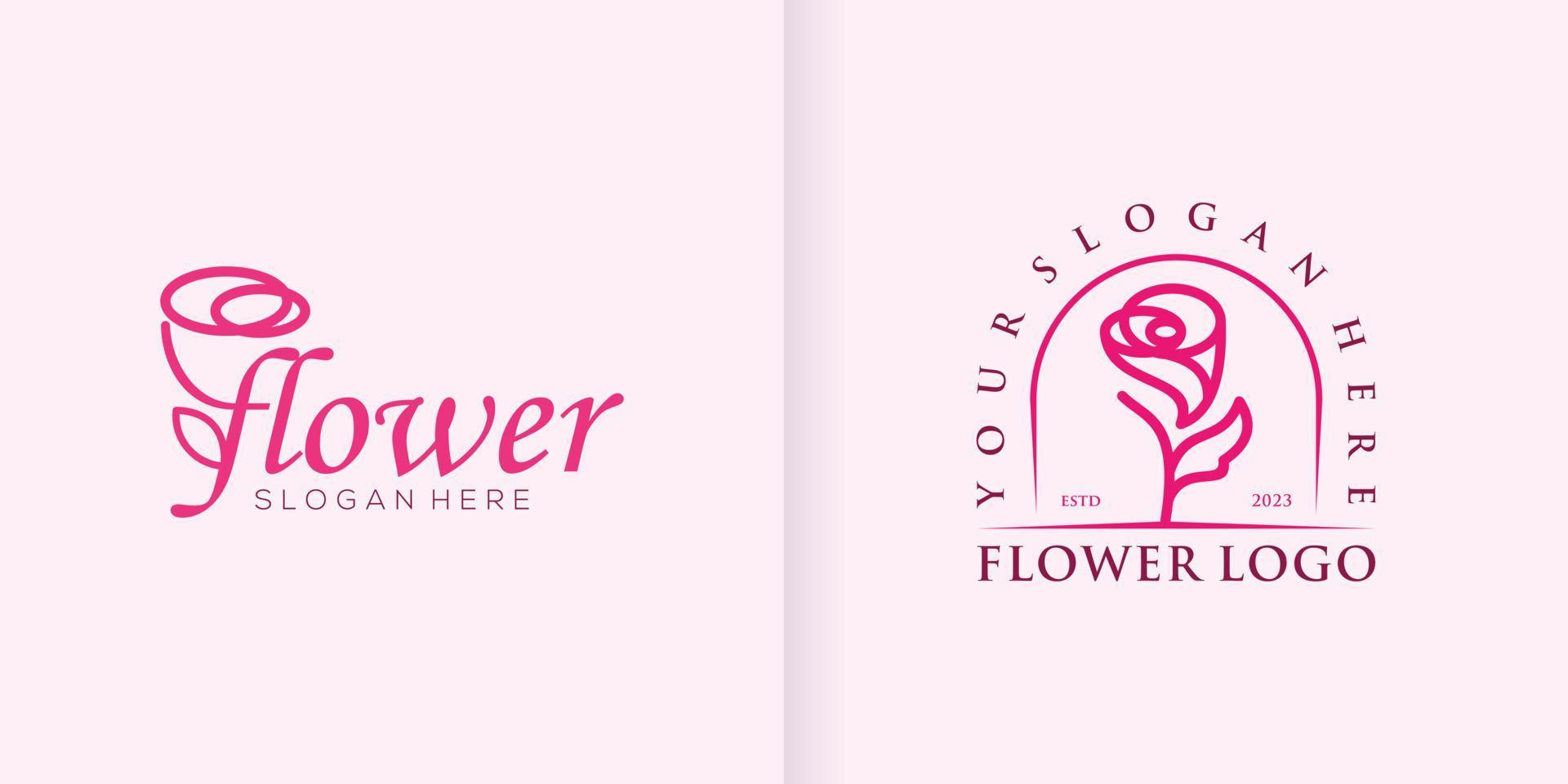 Lotus Flower Collection Abstract logo Beauty Spa Salon Cosmetic brand Linear Style. Looped Leaves Logotype design vector Luxury Fashion template part 1
