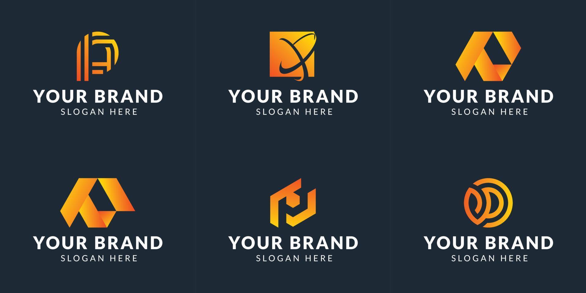 Set bundle monogram logo design collection initial letter P with unique modern concept vector