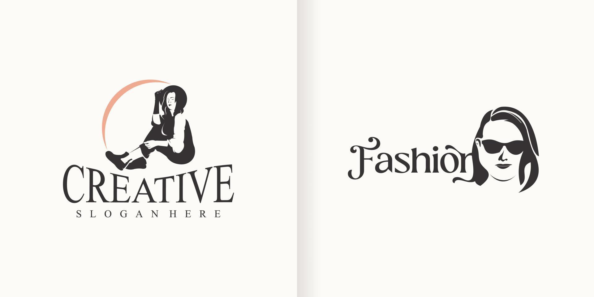 belleza mujer logo vector diseño recopilación. niña logo