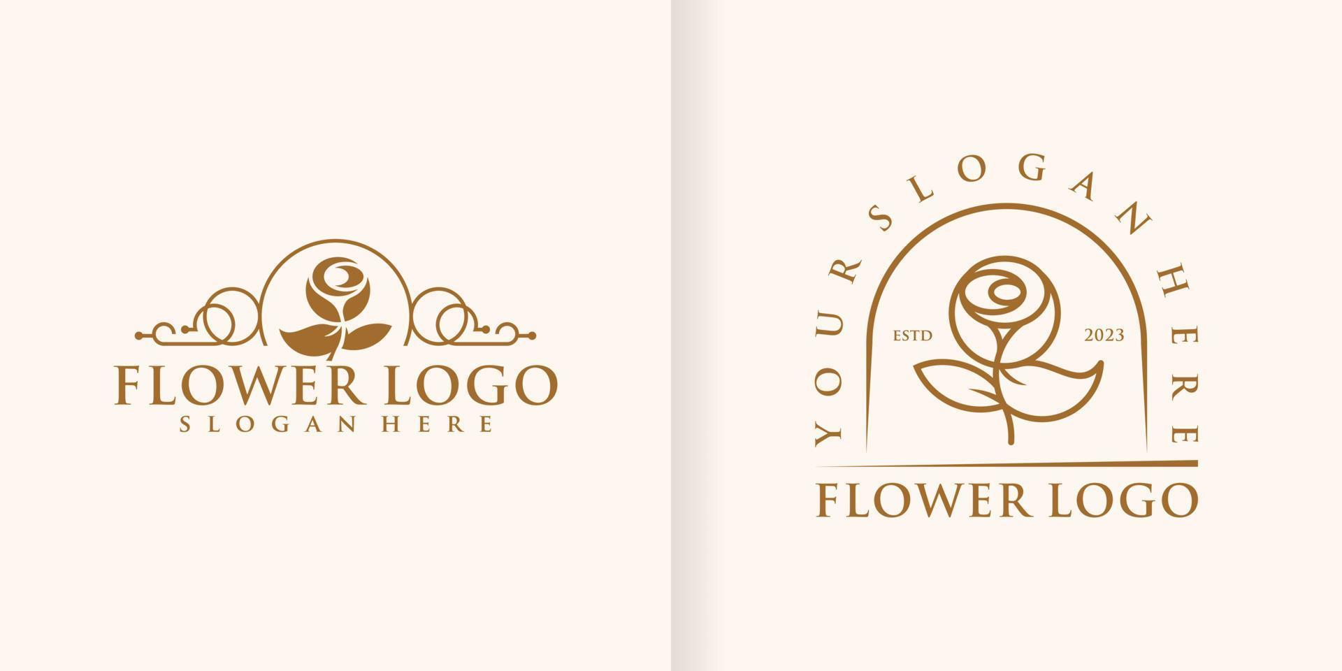 Lotus Flower Collection Abstract logo Beauty Spa Salon Cosmetic brand Linear Style. Looped Leaves Logotype design vector Luxury Fashion template part 4