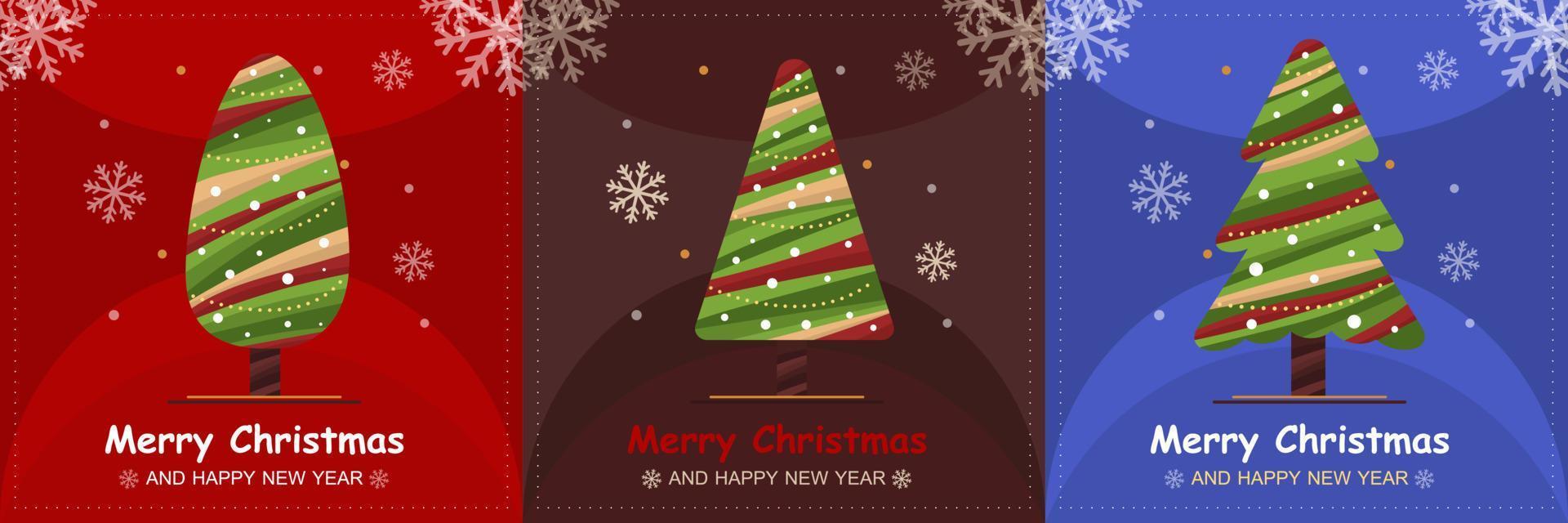 collection of Christmas tree vector element holiday flat pine tree cartoon vector background