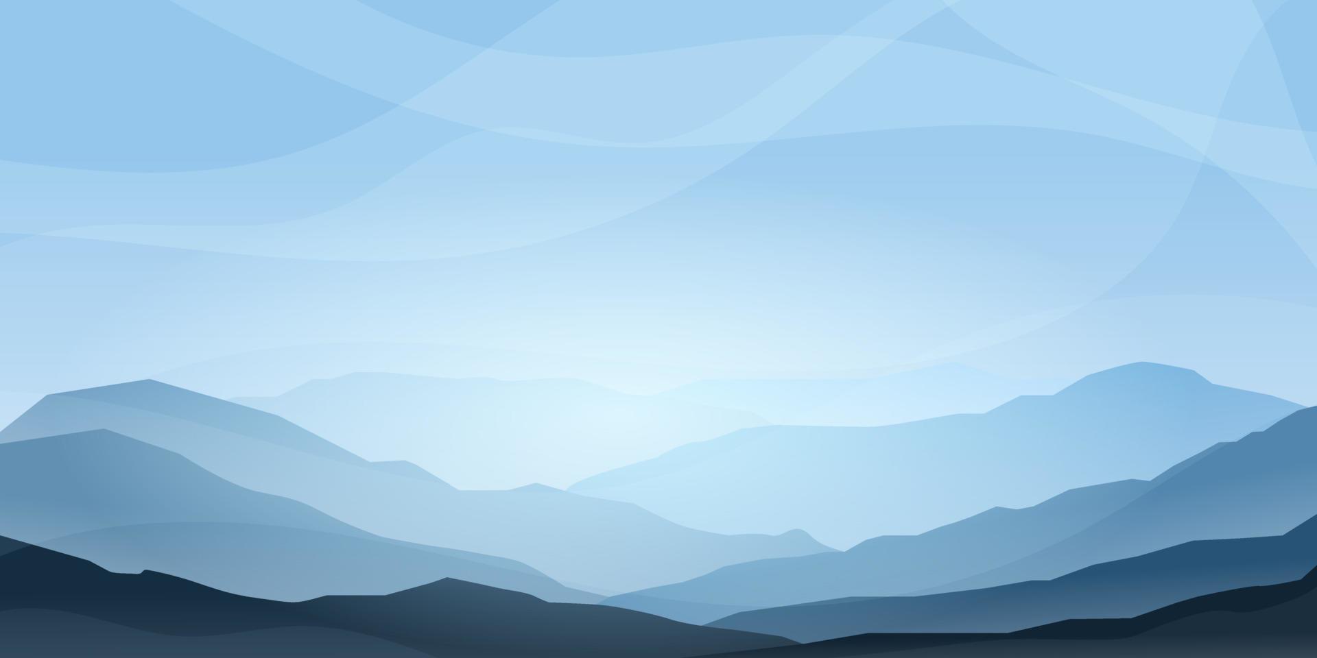 azul montaña paisaje vector con niebla y árbol antecedentes resumen. vector ilustración. plano azul monocromo montaña colina panorámico vector