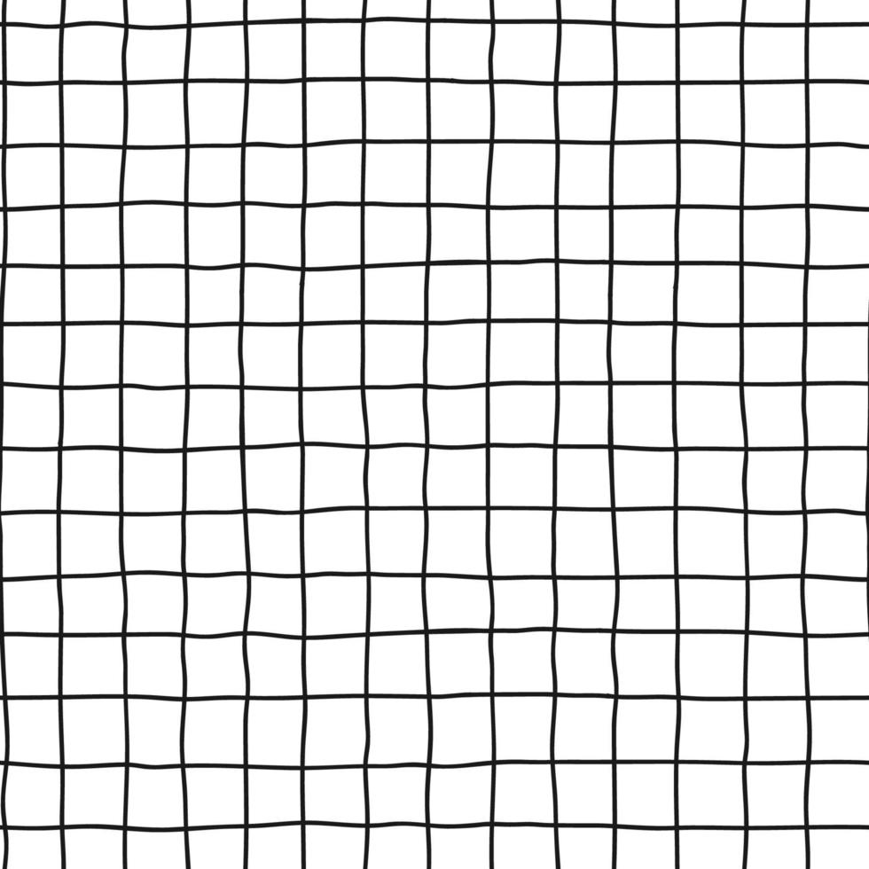 Seamless checkered repeating vector pattern with hand drawn grid. Black Plaid geometric simple texture. Crossing lines. Abstract delicate pattern for fabric, textile, wallpaper, apparel, wrapping