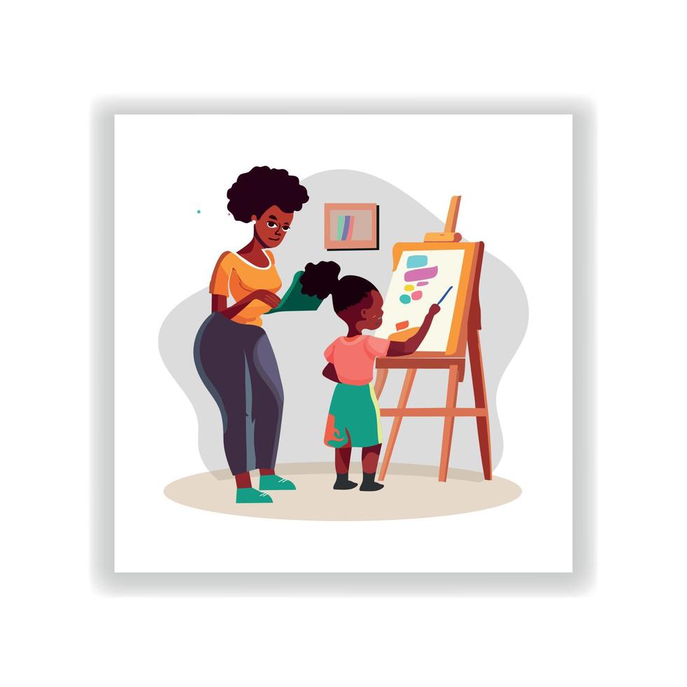 A mother and daughter's bond is a gift - illustrate this sentiment with a breathtaking drawing. Flat illustration and Vector Design