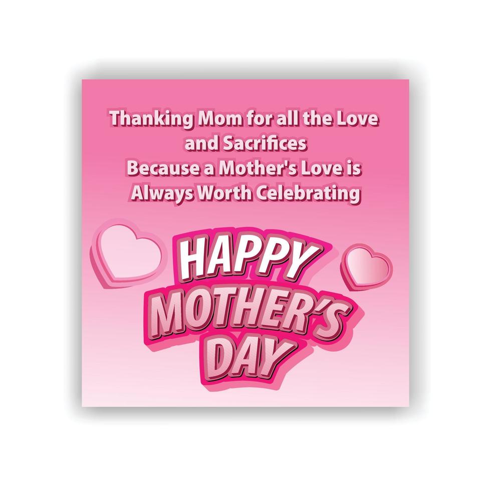 Happy mothers day greeting card with paper cut elements. Vector love symbol and calligraphic text happy mothers day on pink background.