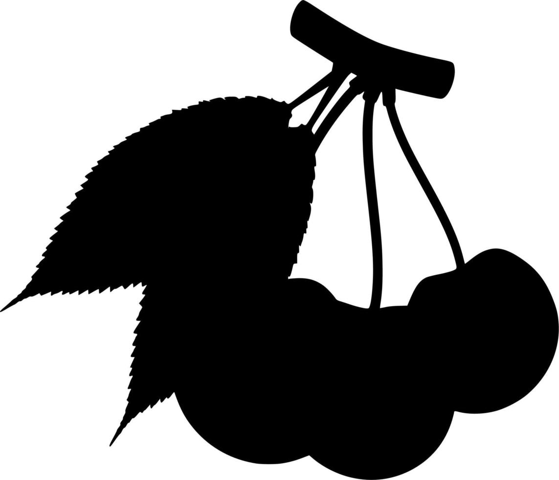 Vector silhouette of cherry on white background