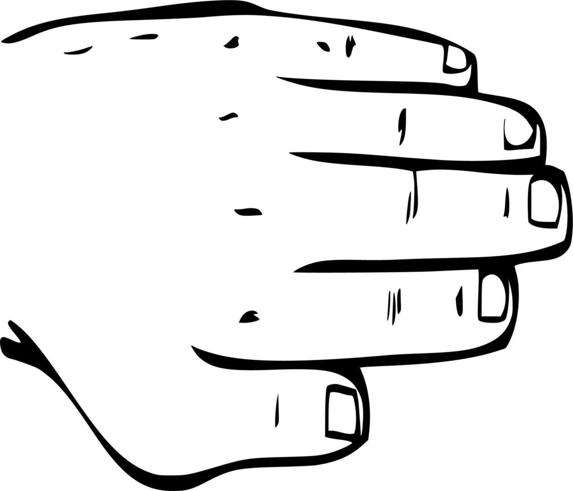 Vector silhouette of hand on white background