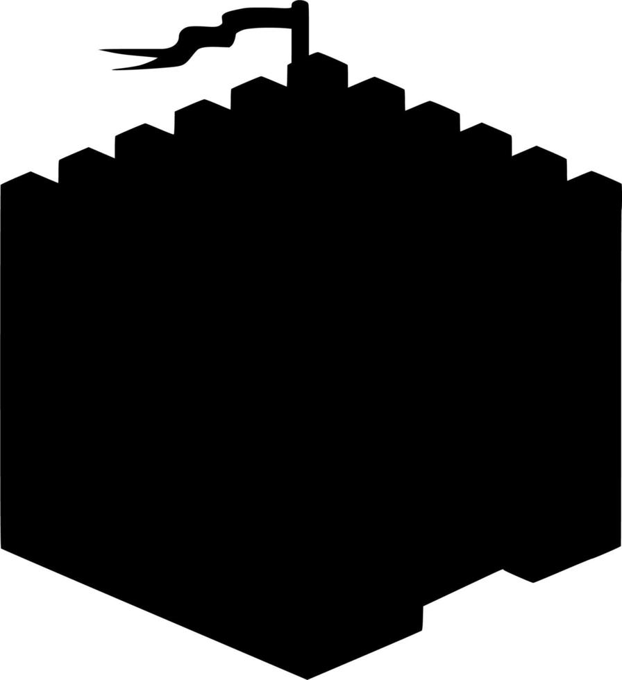 Vector silhouette of castle tower on white background