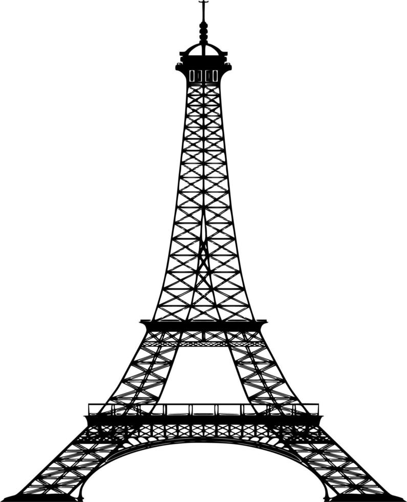 Vector silhouette of Eiffel Tower on white background