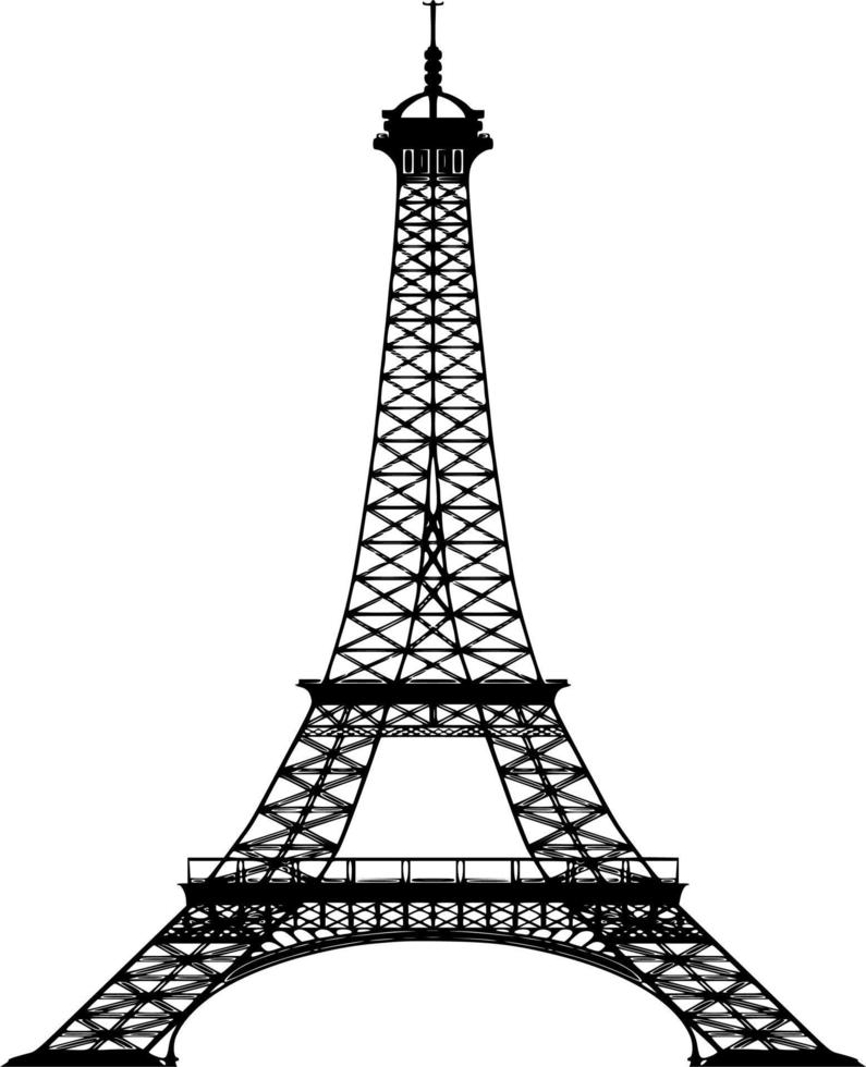 vector silueta de eiffel torre en blanco antecedentes