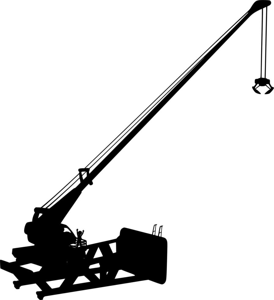 Vector silhouette of crane on white background