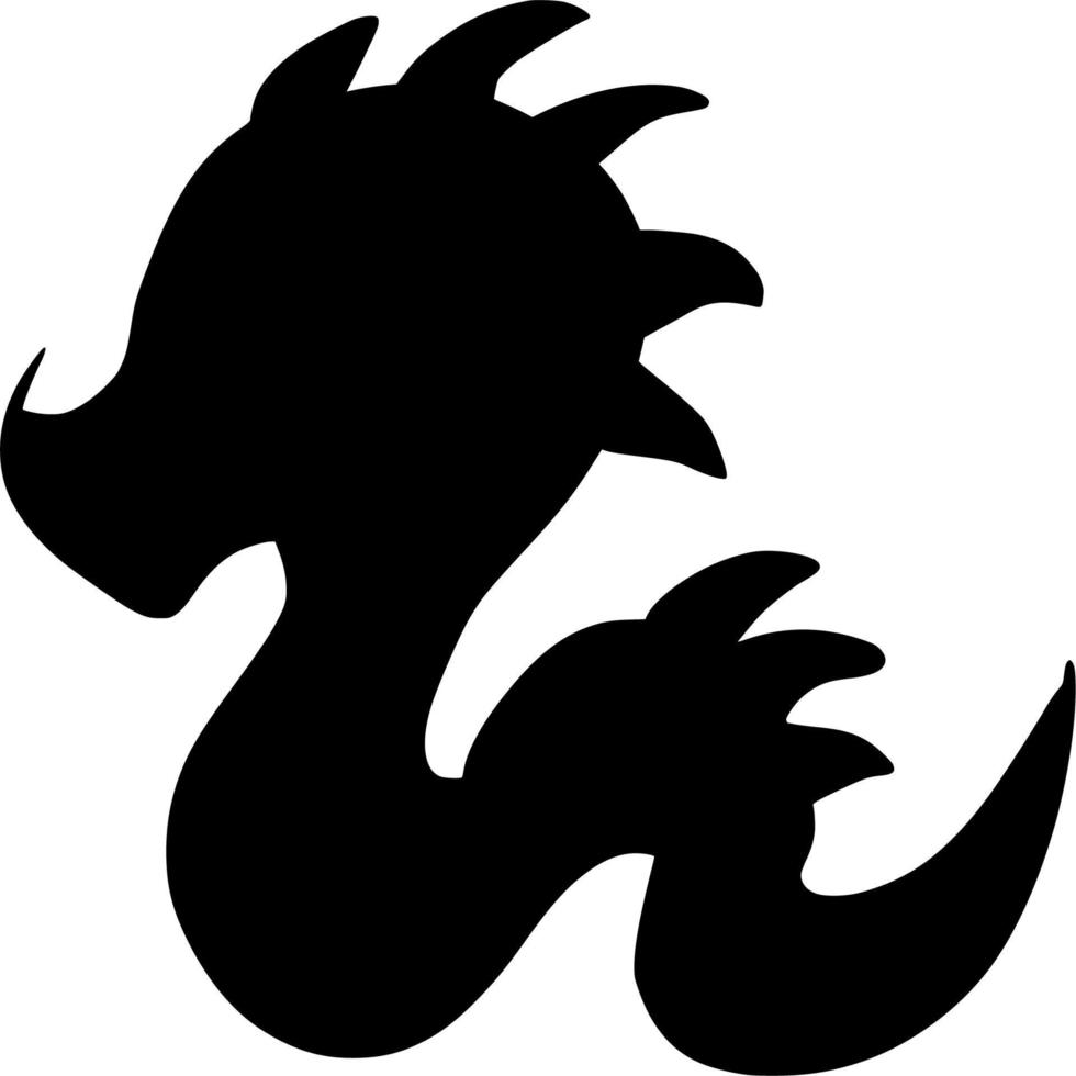 Vector silhouette of dragon on white background
