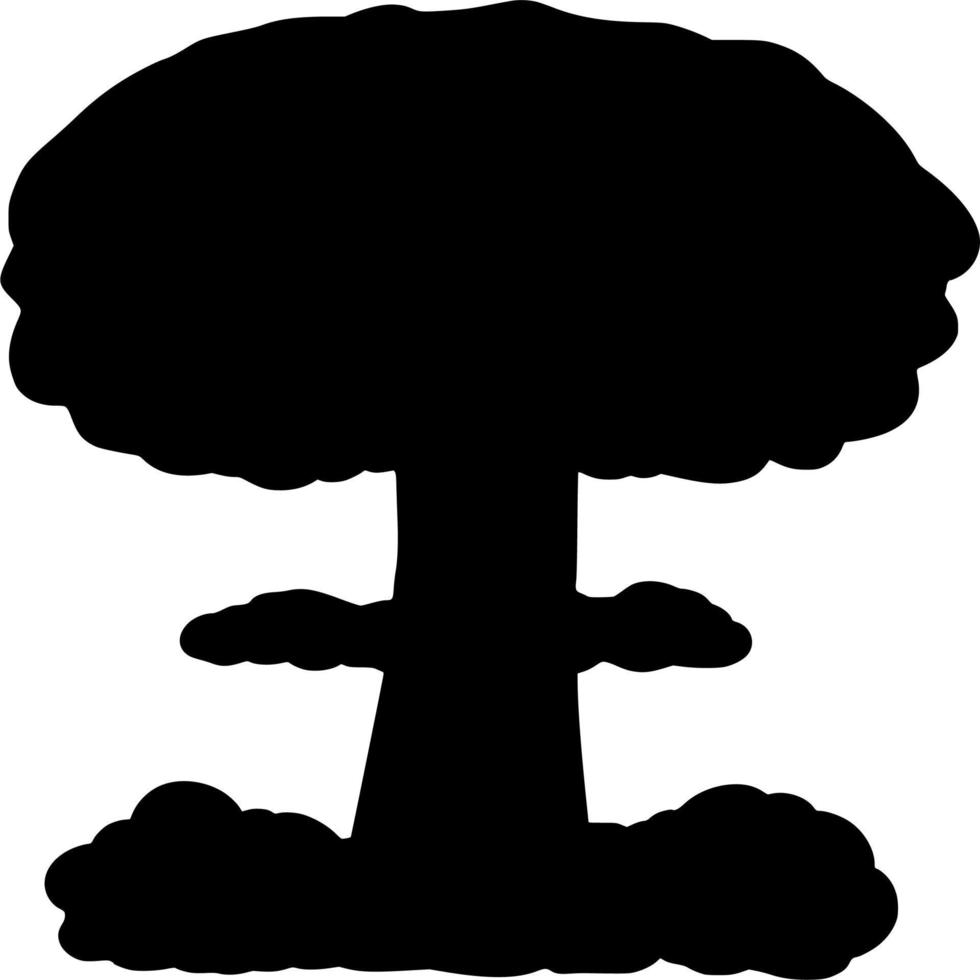 Vector silhouette of nuclear explosion on white background