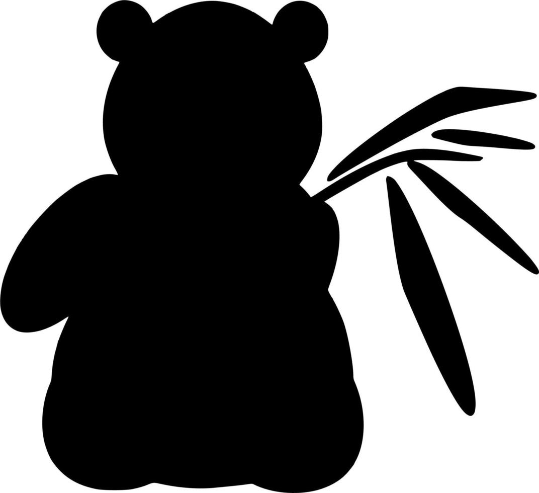 Vector silhouette of panda on white background