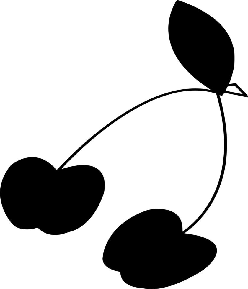 Vector silhouette of cherry on white background
