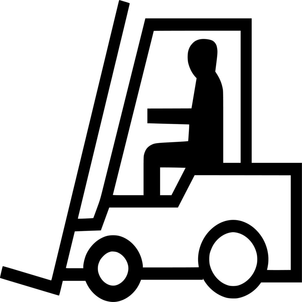 Vector silhouette of forklift on white background