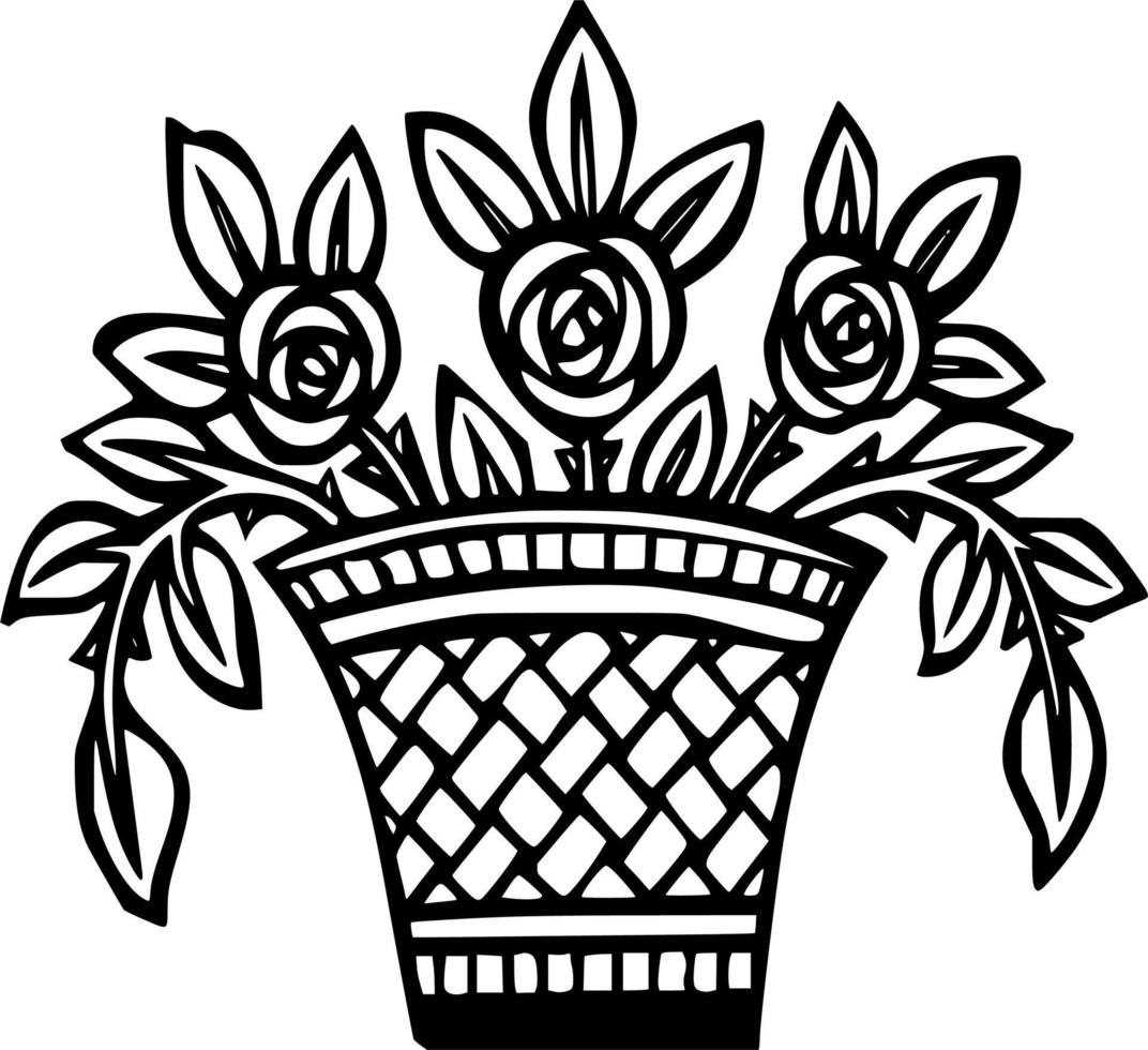 Vector silhouette of basket on white background