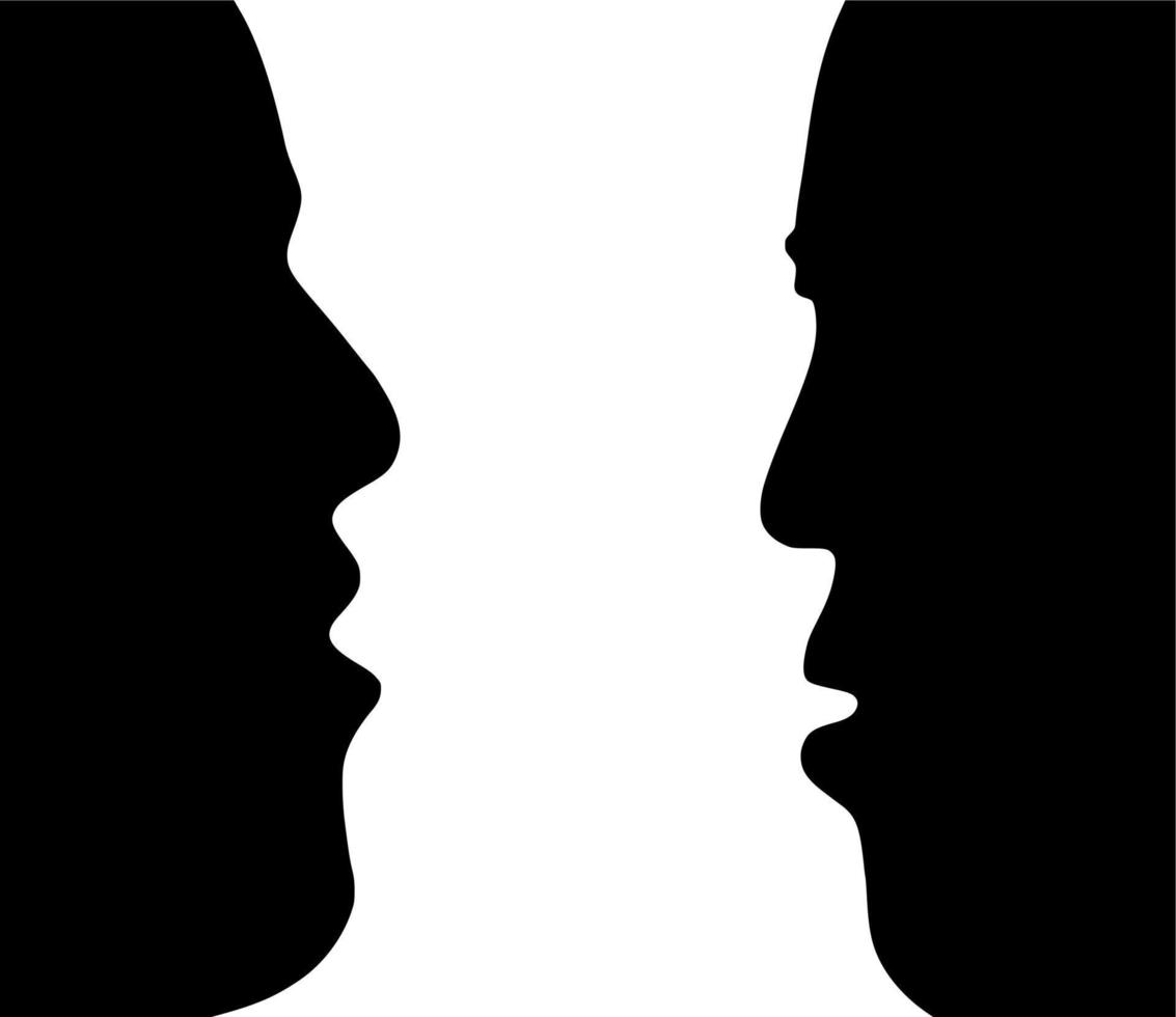 Vector silhouette of conflict on white background